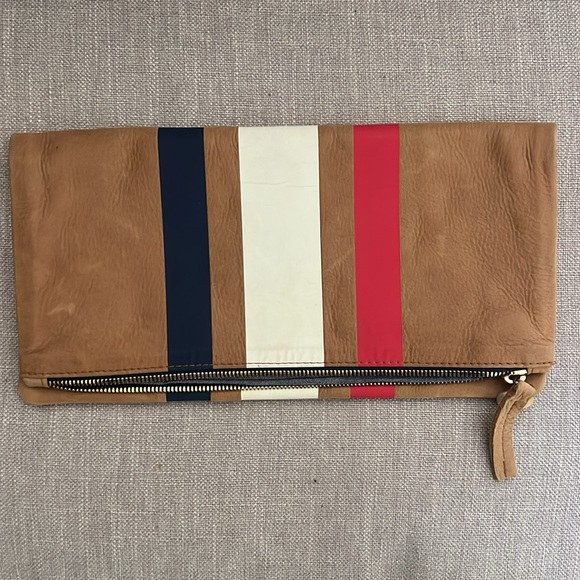 Clare V Camel Striped Foldover Clutch - Picture 4 of 9